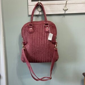 Neiman Marcus Pink/ Red Shoulder Bag with Chevron Pattern NWT.